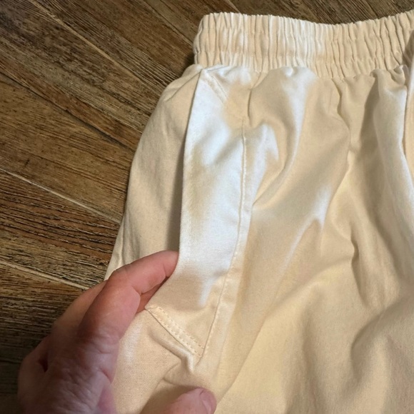 NWOT medium 100% linen harem pants cream off white ivory womens mens joggers - Picture 2 of 4